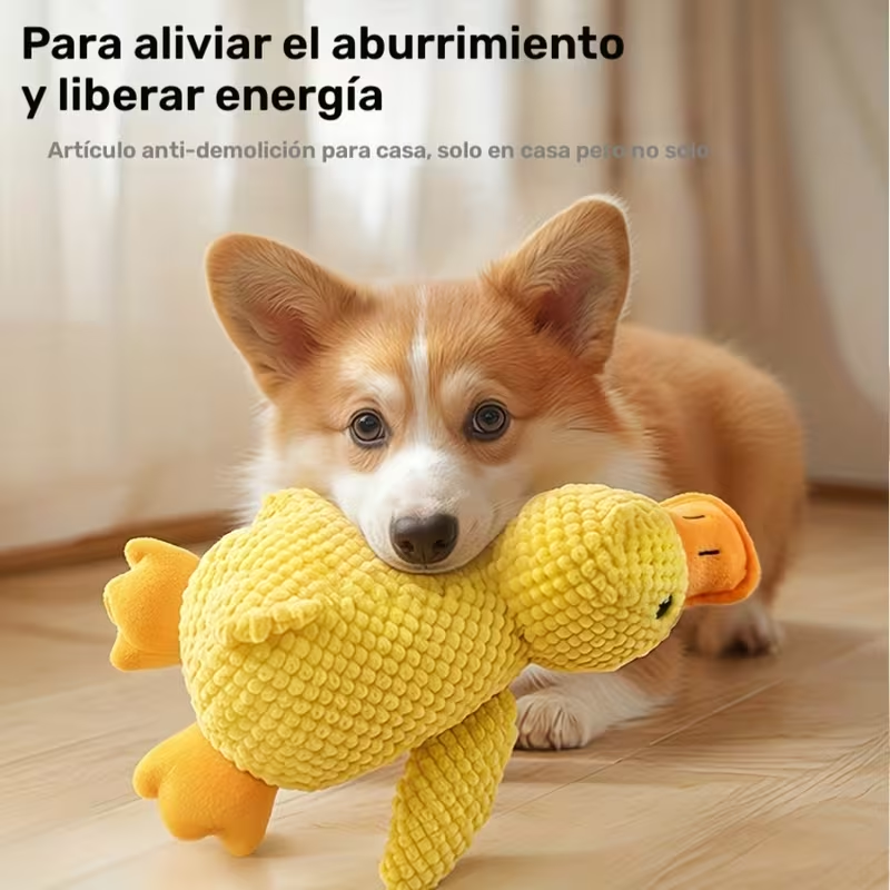 Juguete de peluche súper grande y duradero de pato para perro con chirrido