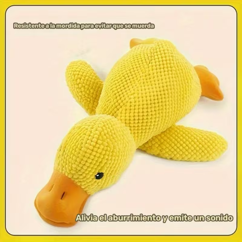 Juguete de peluche súper grande y duradero de pato para perro con chirrido