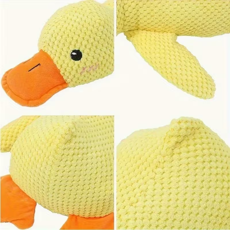 Juguete de peluche súper grande y duradero de pato para perro con chirrido